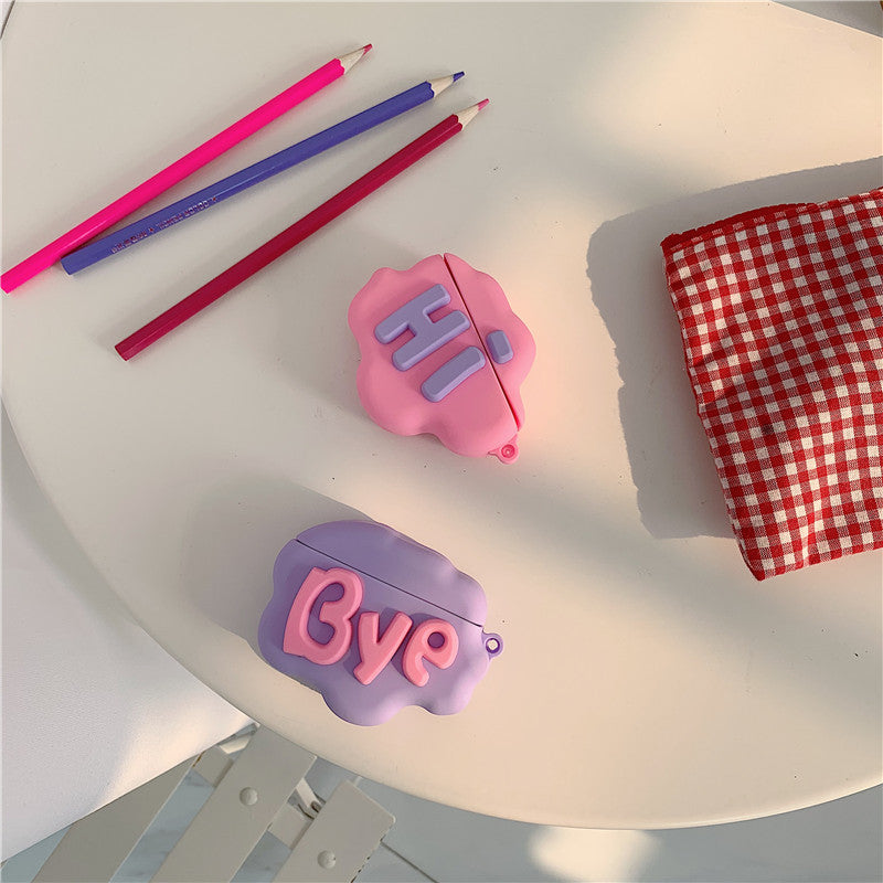 AirPod 2 Case 3D HI BYE Cloud Letter Cartoon Soft Silicone Wireless Earphone Cases For Apple Airpods Case Cute Cover